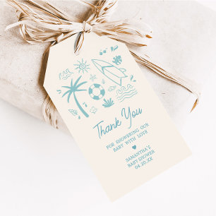 Blauw Surf Baby aan boord Baby shower voorkeurtags Cadeaulabel