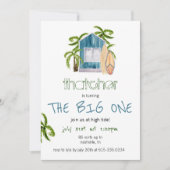 Blauw Surf House Beach Birthday Uitnodiging (Voorkant)