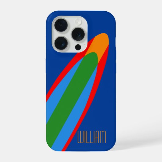 Blauw Surfboard Design iPhone 15 Hoesje Surfthema Pro Case (Achterkant)