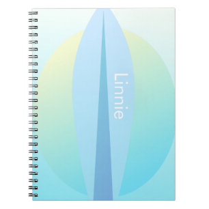 Blauw Surfen Ombre Zon Naam Notitieboek