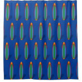Blauw Surfplank Ontwerp Douchegordijn (Voorkant)