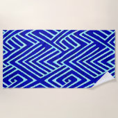 Blauw Surfthema Abstract Geometrisch Strandlaken (Voorkant)
