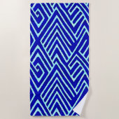Blauw Surfthema Abstract Geometrisch Strandlaken (Voorkant)