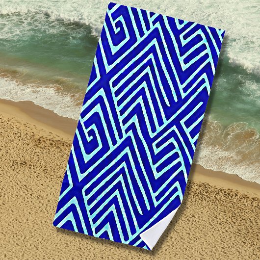 Blauw Surfthema Abstract Geometrisch Strandlaken