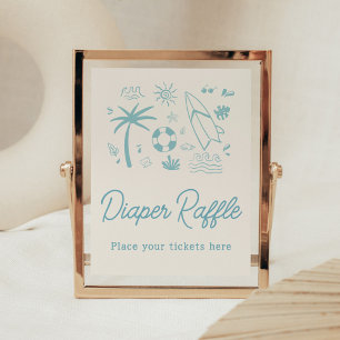 Blauw Surven Baby aan boord Baby shower Luier Raff Poster