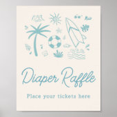 Blauw Surven Baby aan boord Baby shower Luier Raff Poster (Voorkant)