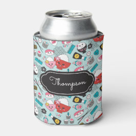 Blauw sushi patroon Kawaii Blikjeskoeler