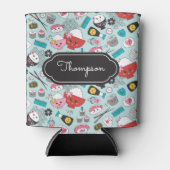 Blauw sushi patroon Kawaii Blikjeskoeler (Voorkant)