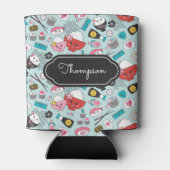 Blauw sushi patroon Kawaii Blikjeskoeler (Achterkant)