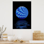 Blauw Suspended Sphere Fractal Print (Keuken)