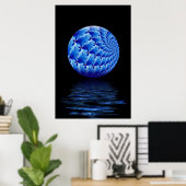 Blauw Suspended Sphere Fractal Print (Thuiskantoor)