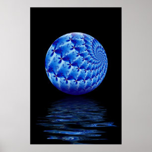 Blauw Suspended Sphere Fractal Print