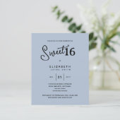 Blauw SWEET 16 Moderne Elegante Budget Verjaardag (Staand voorkant)