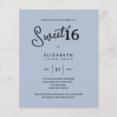 Blauw SWEET 16 Moderne Elegante Budget Verjaardag (Voorkant)