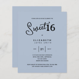 Blauw SWEET 16 Moderne Elegante Budget Verjaardag