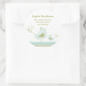 Blauw Swirly Moeder & Baby Vogel Adres Label Stick (Tas)