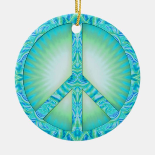 Blauw symbool voor vrede keramisch ornament (Voorkant)