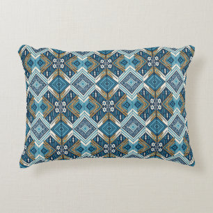 Blauw symmetrisch Boho patroon 18583 b xl Accent Kussen