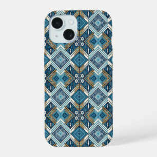 Blauw symmetrisch Boho patroon 18583 b xl iPhone 15 Case