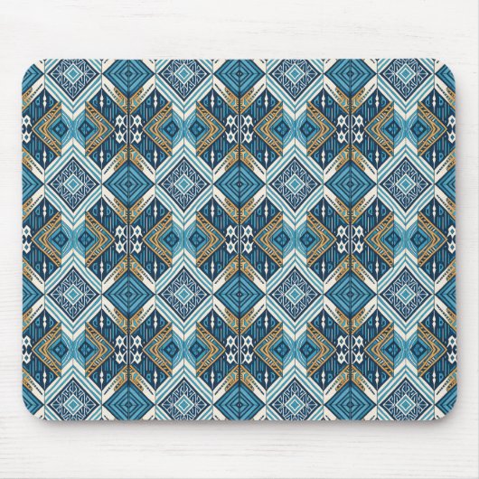 Blauw symmetrisch Boho patroon 18583 b xl Muismat (Voorkant)