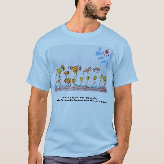 BLAUW T-SHIRT "Kippen" (AFBEELDING IN DE VOORZIJDE (Voorkant)
