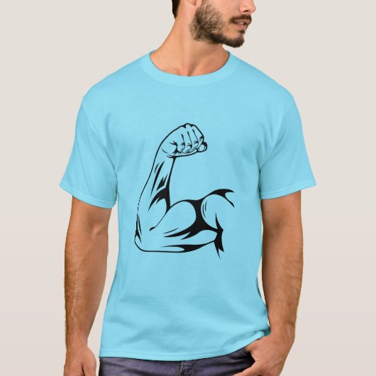 Blauw T-shirt mannen gym logo (Voorkant)