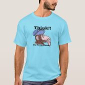 Blauw T-shirt met een revolutionair denkende aap (Voorkant)