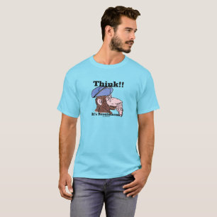 Blauw T-shirt met een revolutionair denkende aap