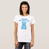 Blauw T-shirt met knuffel van teddybeer – Grappig (Voorkant volledig)