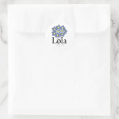  blauw T-shirt met lauw Ronde Sticker (Tas)