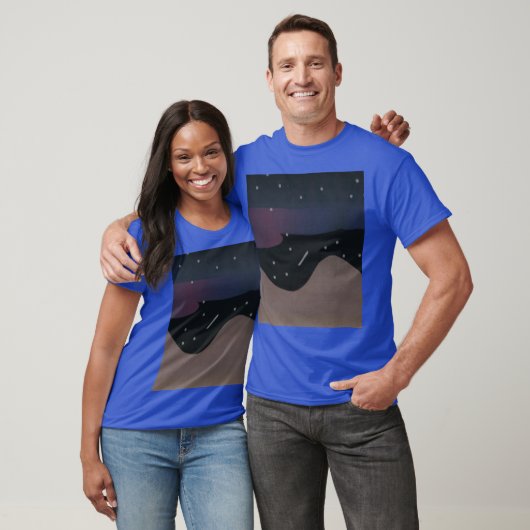 Blauw T-shirt met nachtscène (Unisex)