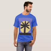 Blauw T-shirt met palmboom en volledige maan (Voorkant volledig)