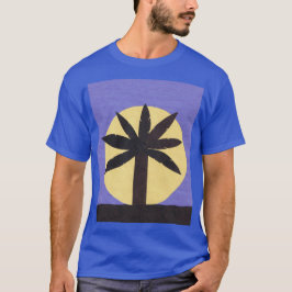 Blauw T-shirt met palmboom en volledige maan