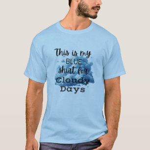 Blauw T-shirt voor Bewolkte Dagen Grafische T-Shir