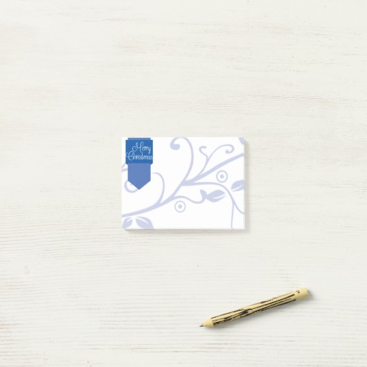 Blauw Tab en vlurige prettige kerstbriefjes Post-it® Notes (Op bureau)