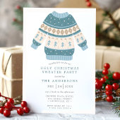 Blauw Taf Sweater Feest met Kerstman Kaart