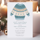 Blauw Taf Sweater Feest met Kerstman Kaart