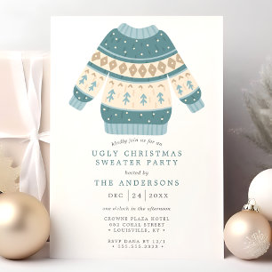 Blauw Taf Sweater Feest met Kerstman Kaart
