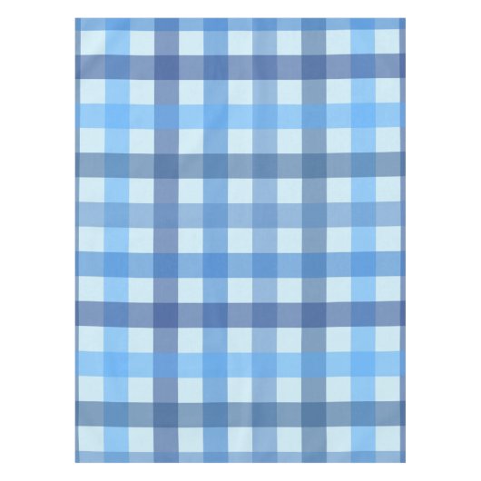 Blauw tafelkleed met vijfkleuren gingham patroon (Voorkant)