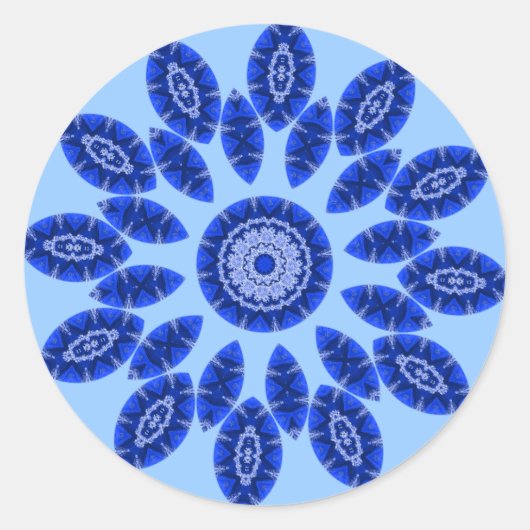 Blauw Tahoe Mandala Ronde Sticker (Voorkant)