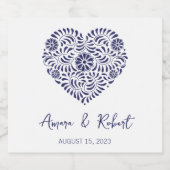 Blauw Talavera hart Sparkling Wijnetiket (Enkel label)