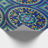 Blauw Talavera mandala Verpakkingspapier Cadeaupapier (Hoek)