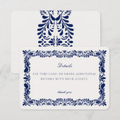 Blauw Talavera-tegel Detailkaart Uitnodiging Inste Informatiekaartje (Voorkant / Achterkant)