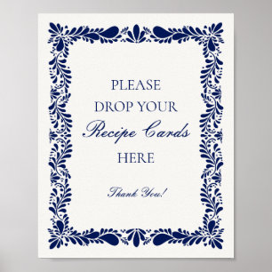 Blauw Talavera Tegel Spaans Deel een Recept Bruids Poster
