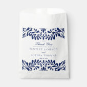 Blauw Talavera-tegel Spaans Fiesta-huwelijksdesser Bedankzakje (Voorkant)