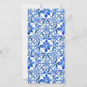 Blauw Talavera Vintage Mexicaans bruiloft tafelnum (Achterkant)