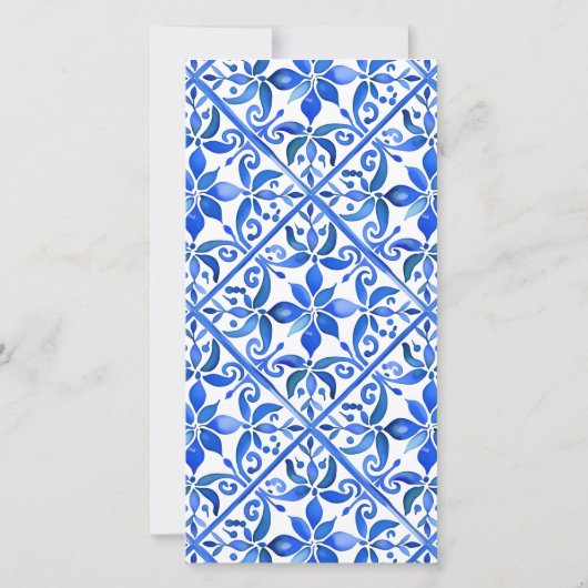 Blauw Talavera Vintage Mexicaans bruiloft tafelnum (Achterkant)