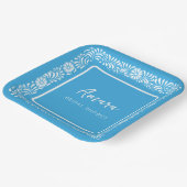 BLAUW TALAVERA VRIJGEZELLENFEEST PAPIEREN BORDJE (Gebogen)