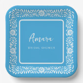 BLAUW TALAVERA VRIJGEZELLENFEEST PAPIEREN BORDJE (Voorkant)