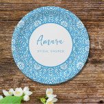 BLAUW TALAVERA VRIJGEZELLENFEEST PAPIEREN BORDJE<br><div class="desc">Mooie BLAUWE Mexicaanse Talavera bloemen</div>
